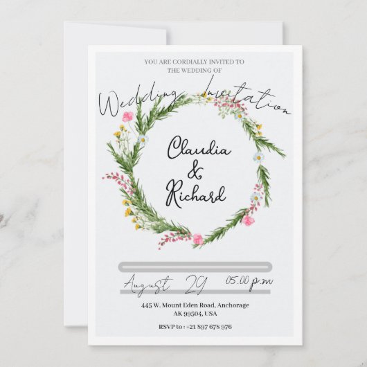 Greenery Grace Weddiing Einladung (Vorderseite)