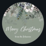 Greenery Green White Christmas Sticker<br><div class="desc">Grün Grün Weiße Weihnachtsaufkleber. Sehen Sie sich den Sammellink auf dieser Seite an,  um alle passenden Elemente in diesem schönen Design zu sehen.</div>