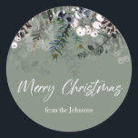 Greenery Green White Christmas Sticker<br><div class="desc">Grün Grün Weiße Weihnachtsaufkleber. Sehen Sie sich den Sammellink auf dieser Seite an,  um alle passenden Elemente in diesem schönen Design zu sehen.</div>
