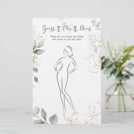 Greenery Guess The Dress Brautparty Game Briefpapier (Stehend Vorderseite)