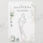 Greenery Guess The Dress Brautparty Game Briefpapier (Vorne/Hinten)