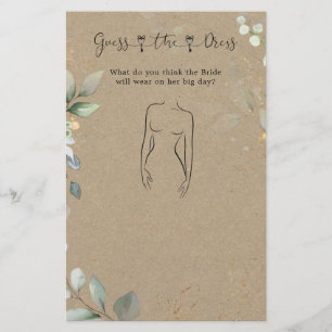 Greenery Guess The Dress Brautparty Game Station Briefpapier