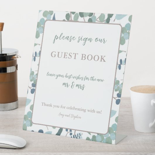 Greenery Guest Book Sign Sockelschild (In Situ)