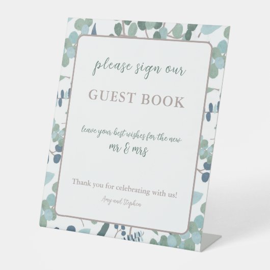 Greenery Guest Book Sign Sockelschild (Vorderseite)