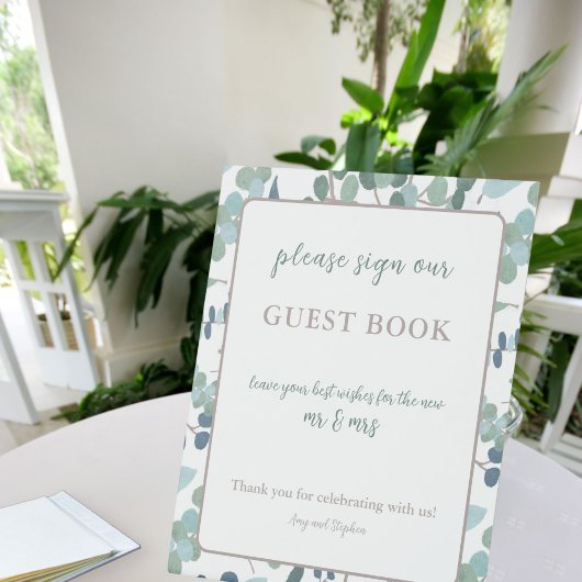 Greenery Guest Book Sign Sockelschild