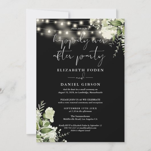 Greenery Happily Ever After Party Wedding Vows Einladung (Vorderseite)