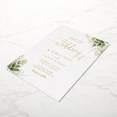Greenery Hearts Script Calligraphy Wedding Gold Folieneinladung (Gedreht)