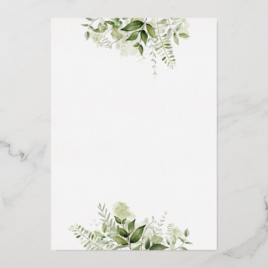 Greenery Hearts Script Calligraphy Wedding Gold Folieneinladung (Rückseite)