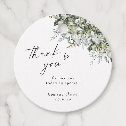 Greenery Herbal Baby Shower Tag Geschenkanhänger (Vorderseite)