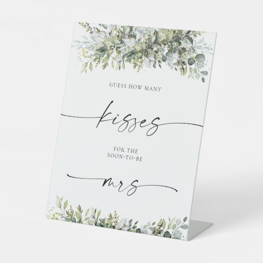 Greenery Herbal Guest How many Kisses Sign Sockelschild (Vorderseite)