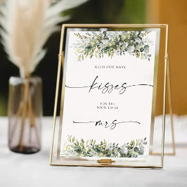 Greenery Herbal Guest How many Kisses Sign Sockelschild