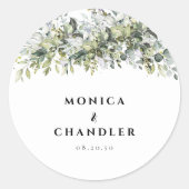 Greenery Herbal Wedding Classic Round Sticker (Vorderseite)