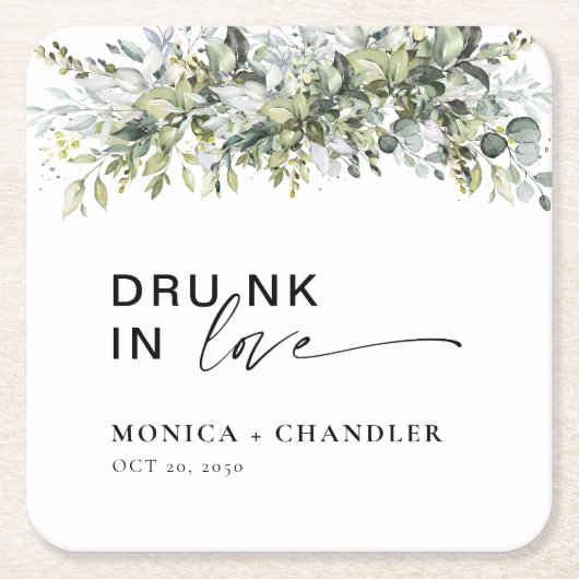 Greenery Herbal Wedding Rechteckiger Pappuntersetzer (Vorderseite)