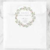 Greenery Holly Wreath Happy Holidays Sticker (Tasche)