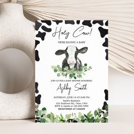 Greenery Holy Cow Baby Shower Einladung