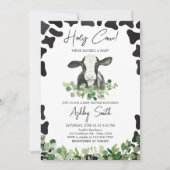 Greenery Holy Cow Baby Shower Einladung (Vorderseite)