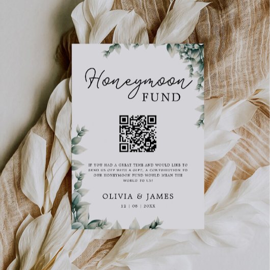 Greenery Honeymoon Fund QR Code Sign, Wedding Einladung