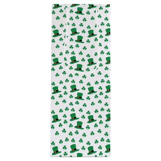 Greenery Irish Clovers and Hats Gift Bag Geschenktüte Für Weinflaschen (Vorderseite)
