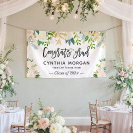 Greenery Ivory Gold Floral Graduate Abschluss Banner