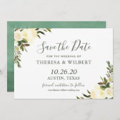 Greenery Ivory Wild Floral Save the Date (Vorne/Hinten)