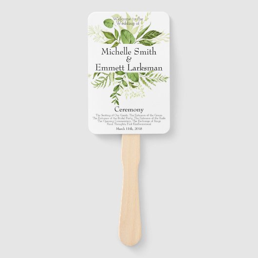 Greenery Ivy Rustic Elegante Einfaches Hochzeitspr Fächer (Vorderseite)