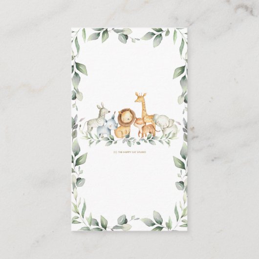 Greenery Jungle Animals Baby Dusche Windel Raffle Begleitkarte (Rückseite)
