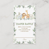 Greenery Jungle Animals Baby Dusche Windel Raffle Begleitkarte (Vorderseite)