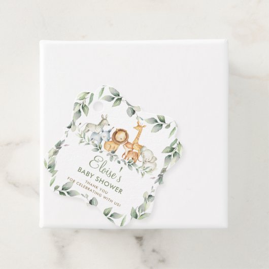 Greenery Jungle Animals Kinderdusche Danke Favo Geschenkanhänger (Beispiel)