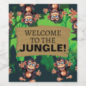 Greenery Jungle Animals Safari Weinetikett (Einzelnes Label)