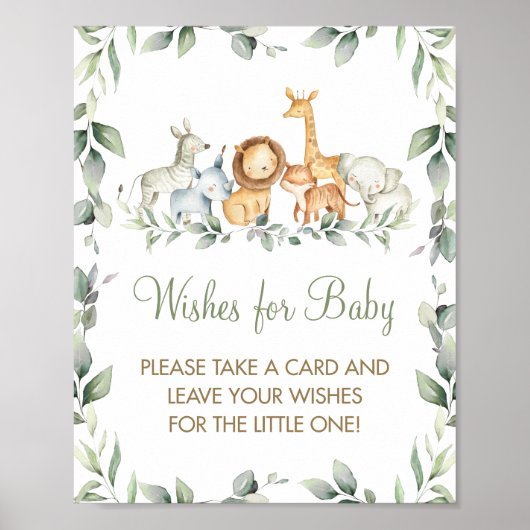 Greenery Jungle Animals wünscht Baby Sign Game Poster (Vorne)