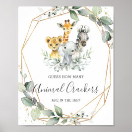 Greenery Jungle Guess Animal Crackers in Jar Game Poster