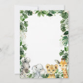 Greenery Jungle Safari Animals Baby Shower Einladung (Rückseite)