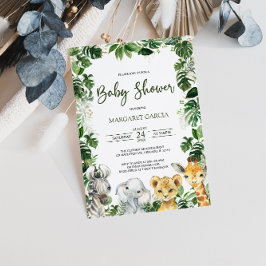 Greenery Jungle Safari Animals Baby Shower Einladung