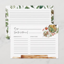 Greenery Kitchen Utensils Wasserfarbe Rezeptkarte