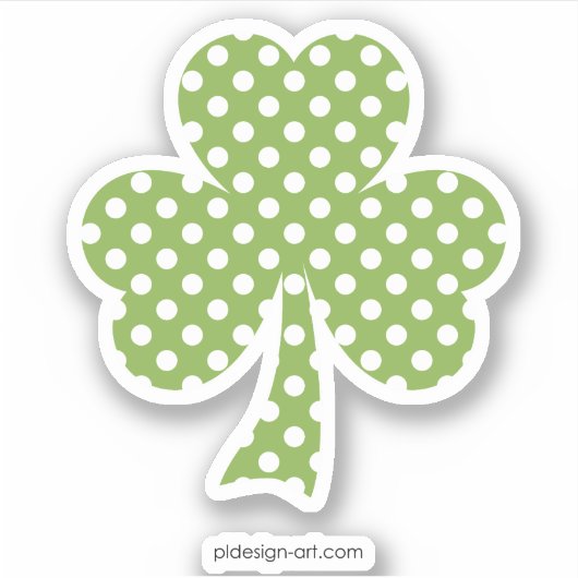 Greenery Kleeblatt Clover Polka dots Patrick's Day Aufkleber (Vorderseite)
