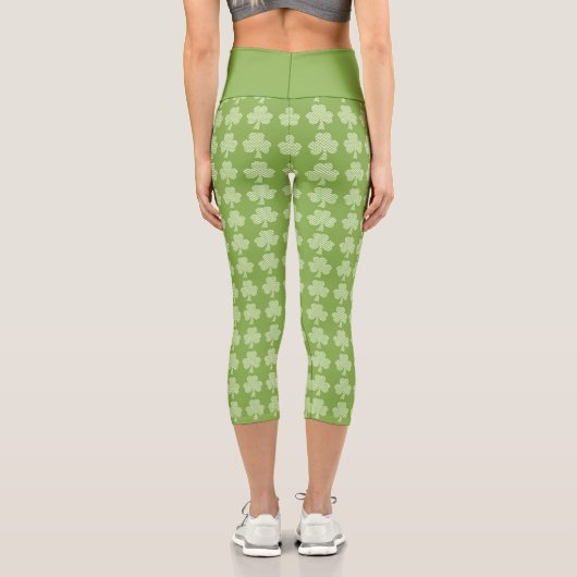 Greenery Kleeblatt Clover Polka dots Patrick's Day Capri Leggings (Rückseite)