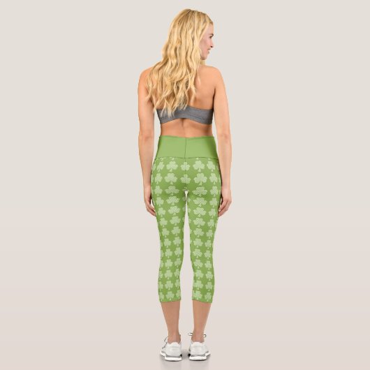 Greenery Kleeblatt Clover Polka dots Patrick's Day Capri Leggings (Rückseite)