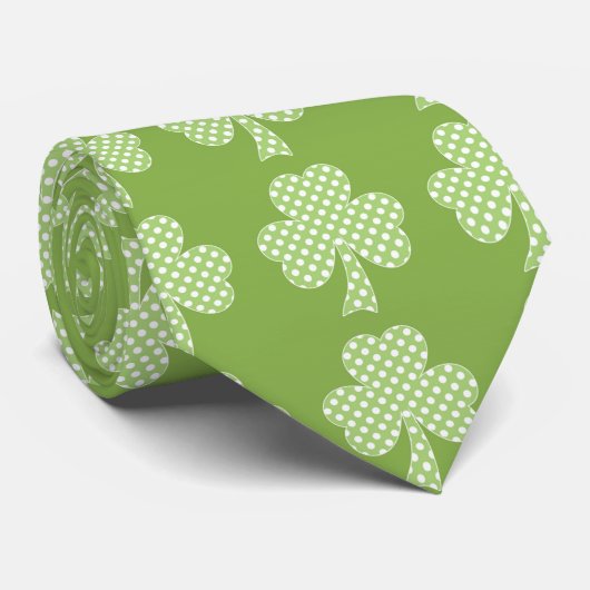 Greenery Kleeblatt Clover Polka dots Patrick's Day Krawatte (Gerollt)