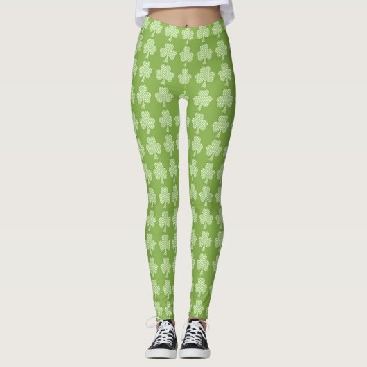 Greenery Kleeblatt Clover Polka dots Patrick's Day Leggings (Vorderseite)