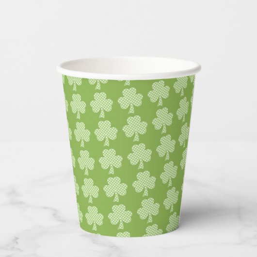 Greenery Kleeblatt Clover Polka dots Patrick's Day Pappbecher (Rückseite)
