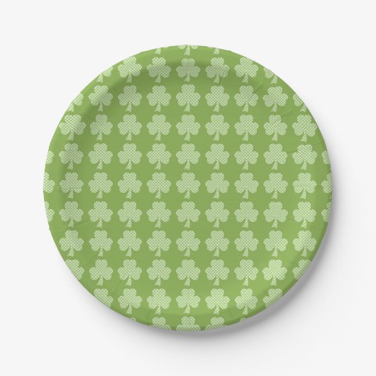 Greenery Kleeblatt Clover Polka dots Patrick's Day Pappteller (Vorderseite)