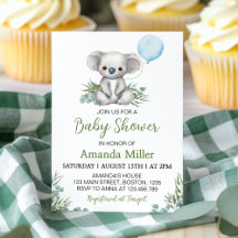 Greenery Koala Blue Balloon Baby Shower