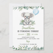 Greenery Koala Boy Einladung zum Geburtstag (Vorderseite)