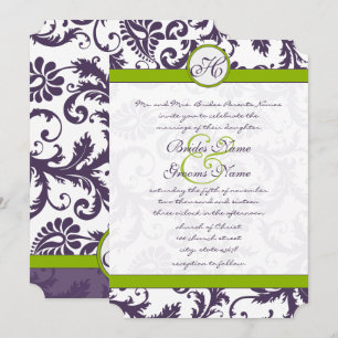Greenery Lapis Lila Damask Einladung