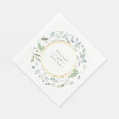 Greenery Laurel Garland Imitate Gold Foil Wedding Serviette (Ecke)