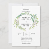 Greenery Laurel Olive Wreath Watercolor Wedding Einladung (Vorderseite)