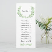 Greenery Laurel Wreath Guest Seating Plan Einladung (Stehend Vorderseite)