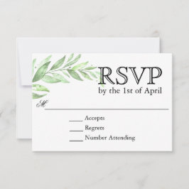 Greenery Laurel Wreath Wedding RSVP Karte