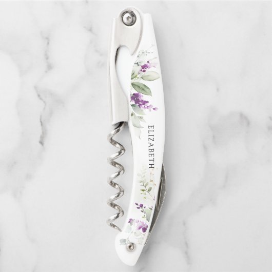Greenery Lavender Floral Name Waiter's Corkschraub Kellnermesser (Vorderseite)