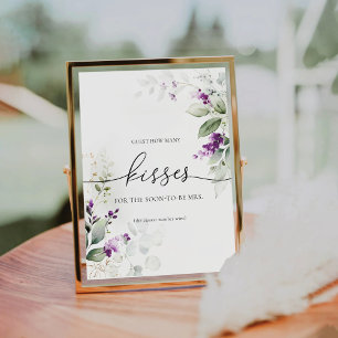 Greenery Lavender Guest How many Kisses Sign Sockelschild